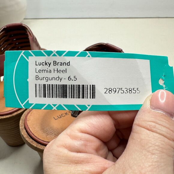 New Lucky Brand Lemia Heel Leather Sandal Burgundy Women's 6.5M/EU37 NWOB - Picture 11 of 11